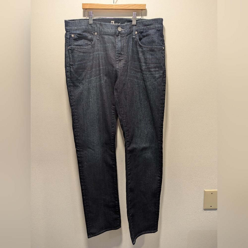 NWOT 7 Seven For All Mankind Men's The Straight Blue Jeans Size 33x32 Minimalist